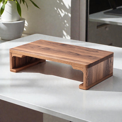 Qalnivo Walnut Wood Monitor Riser Shelf